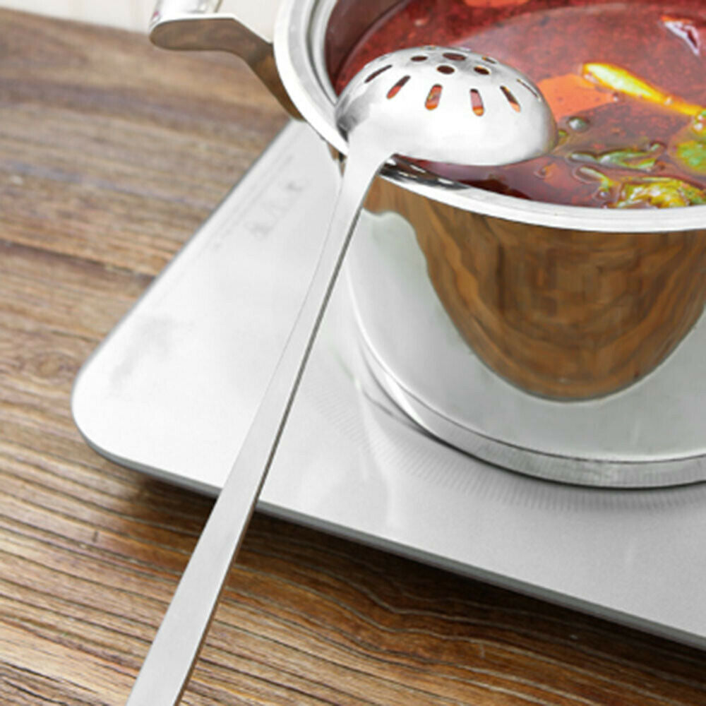 2 x Stainless Steel Cooking Soup Handle Spoon Hot Pot Skimmer Colander Filter