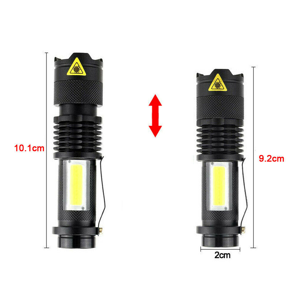 8000LM Portable LED Flashlight Q5+COB Zoomable Torch Mini Pocket Light 4 Mode zj