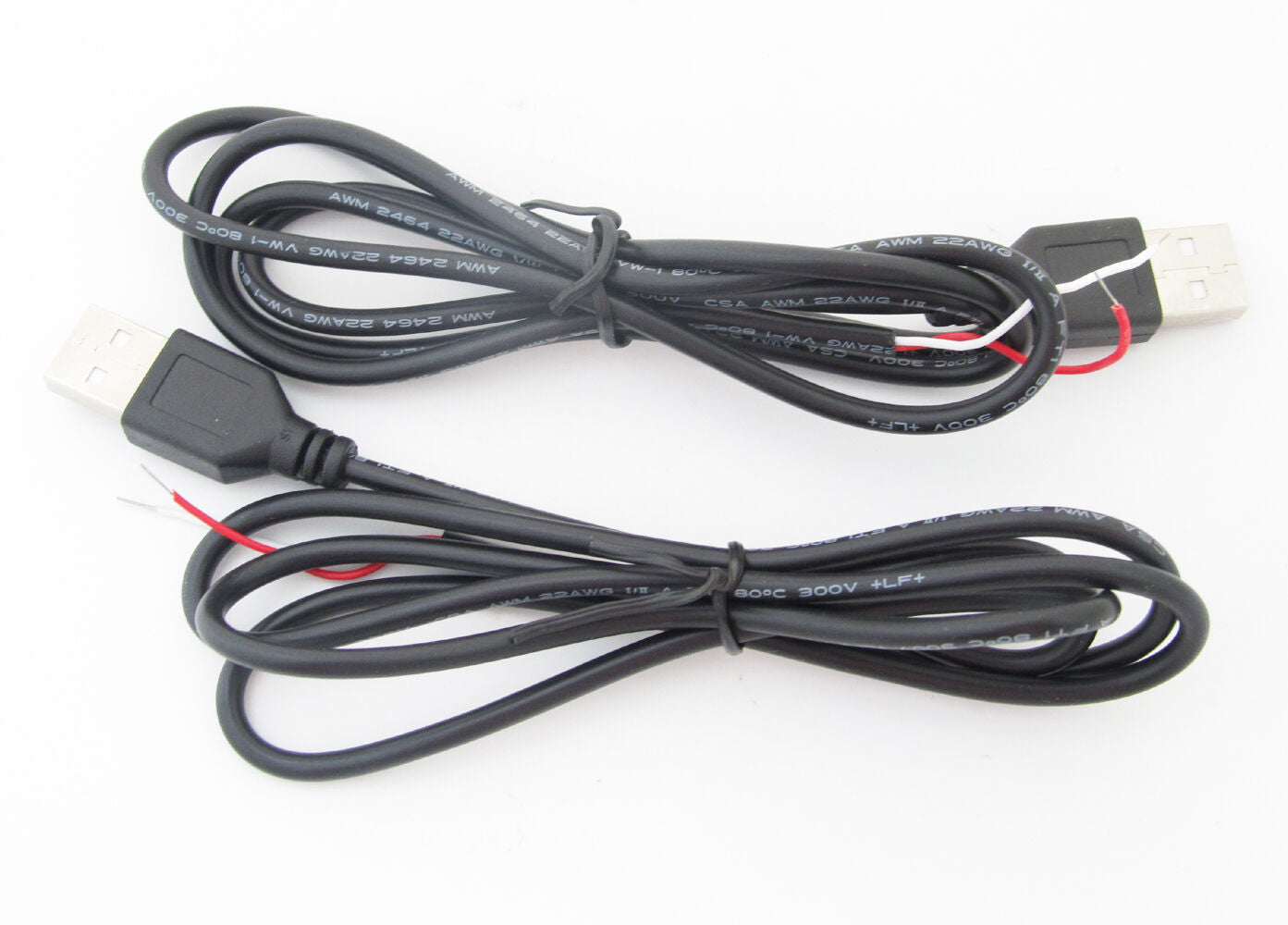 50x 1M/3.3ft 28AWG USB A Male Plug 2 wire Power Cable Cord Connectors DIY Black