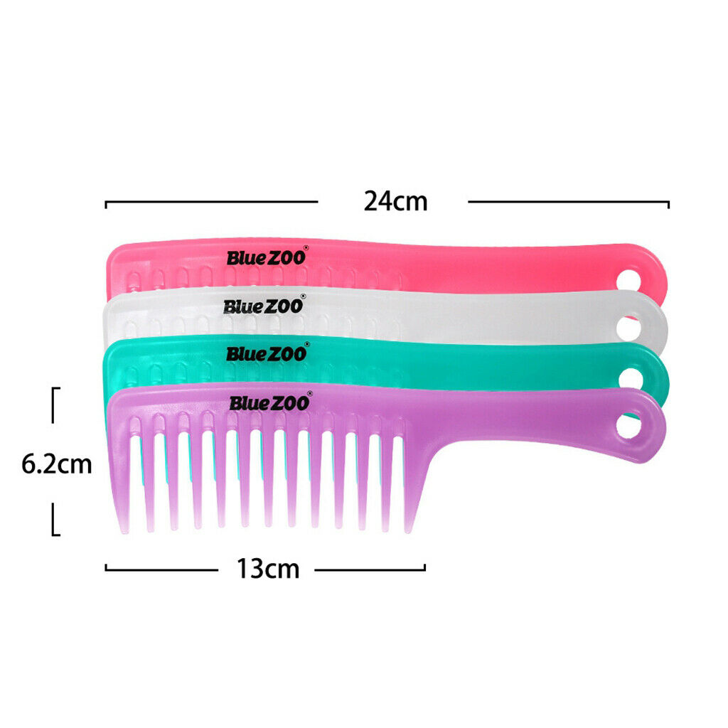 3 Pcs/Set Hairdressing Salon Anti-static handle wide Tooth Hair Comb  Blue