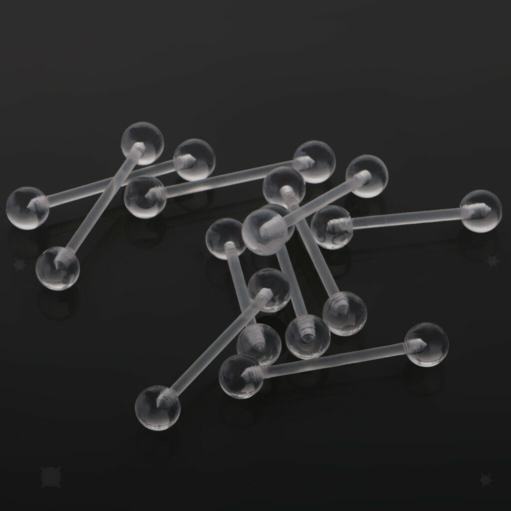 10pcs Acrylic Body Piercing Jewelry Eyebrow Tongue Bar Labret Lip Nose Rings