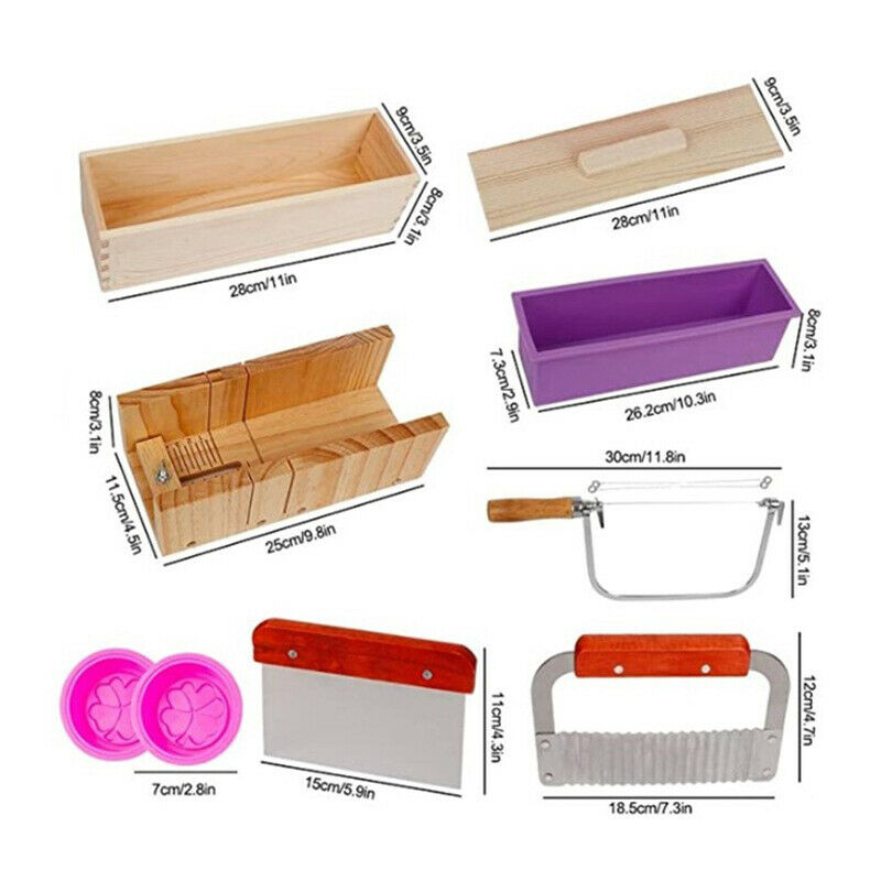 9Pcs/set Rectangular Silicone Soap Mold Soap Making Tool Adjustable Loaf CutBDA