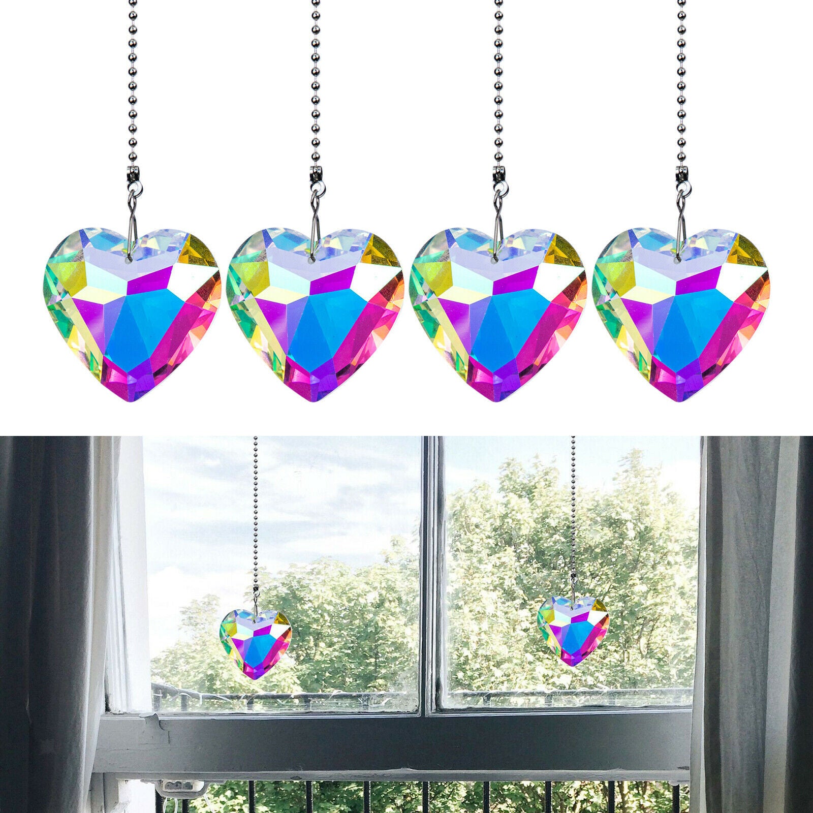 Heart Crystal Suncatcher Prism Ball Home Love Window Hanging Decor Ornaments