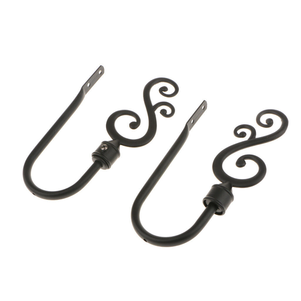 2x Heavy Duty Decorative Curtain Hook Drapery Tieback Hanger Holder Black