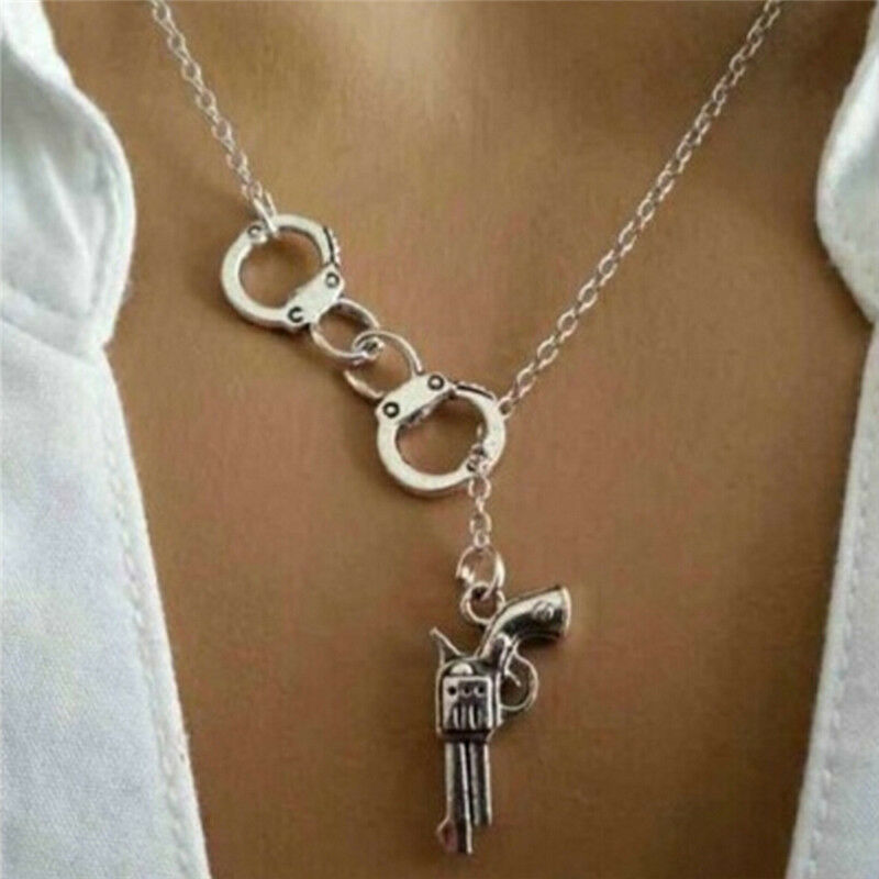 Stylish 1Pcs Handcuff and Gun Lariat Necklace Pendant Necklace .l8