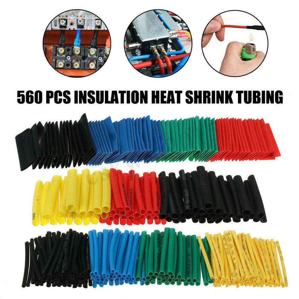 560x HEAT SHRINK Tubing Insulation Shrinkable Tube 2:1 Wire Cable Sleeve W/ Box