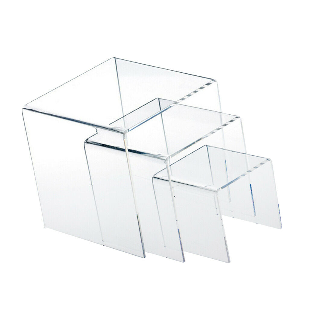 Lots 3 Premium Acrylic Risers Display Stands for Makeup Collectibles Jewelry