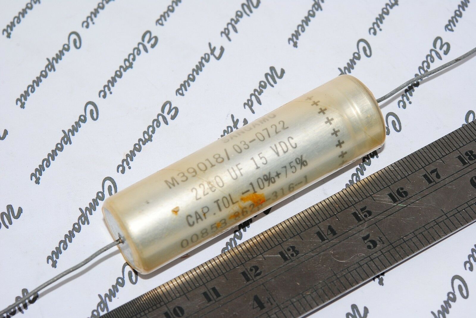 1pcs - SANGAMO 2200uF (2200µF) MIL Axail Capacitor - M39018/03-0722