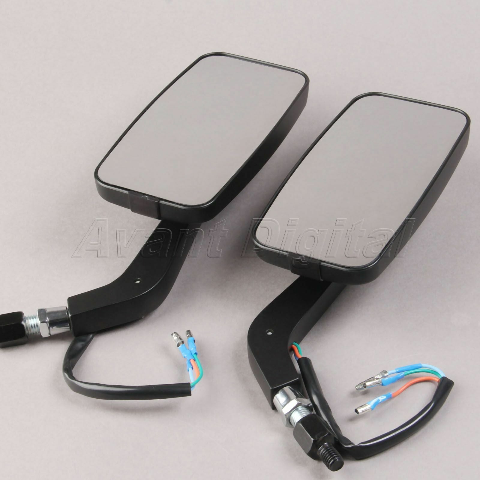 Black Motorcycle Rearview Mirrors 12 LED Turn Signal Indicator Integrated Light
