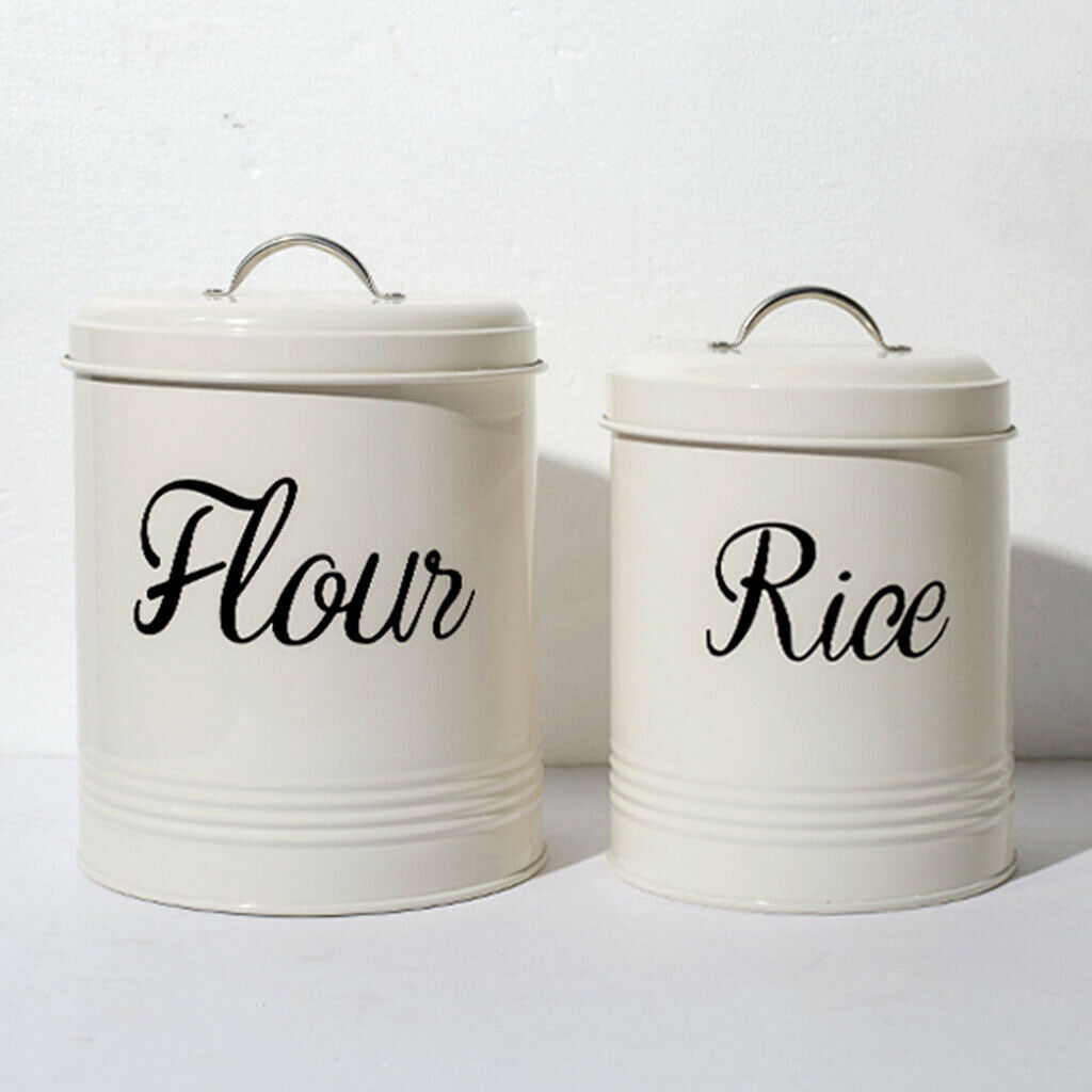 Metal Kitchen Food Flour Storage Tin Jar 5L Canister Box 17x20.5cm