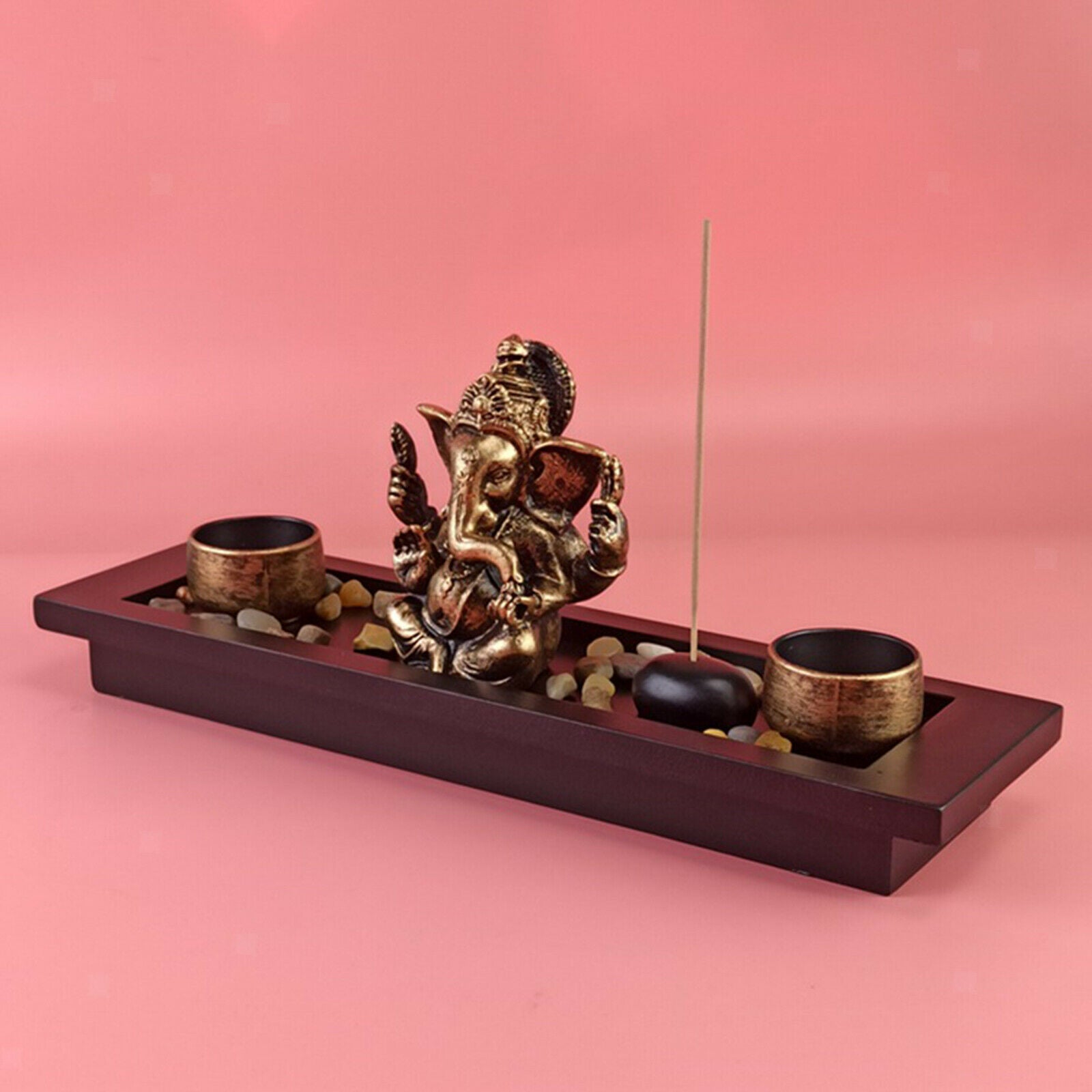 God Lord Ganesha Statue Incense Burner Tray Blessing Home Office Decorations