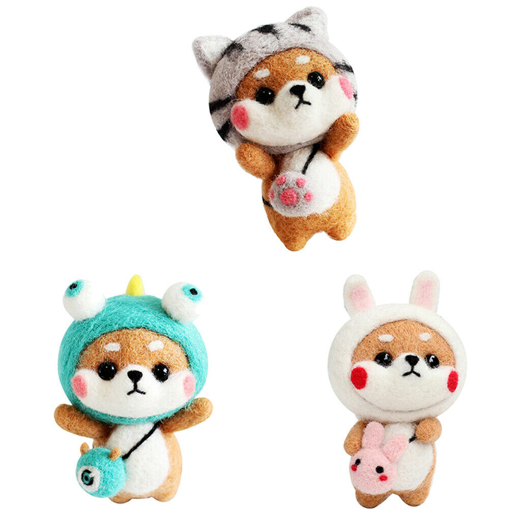 3pcs   Lovely   Animal      Felting   Kit   with   Basic