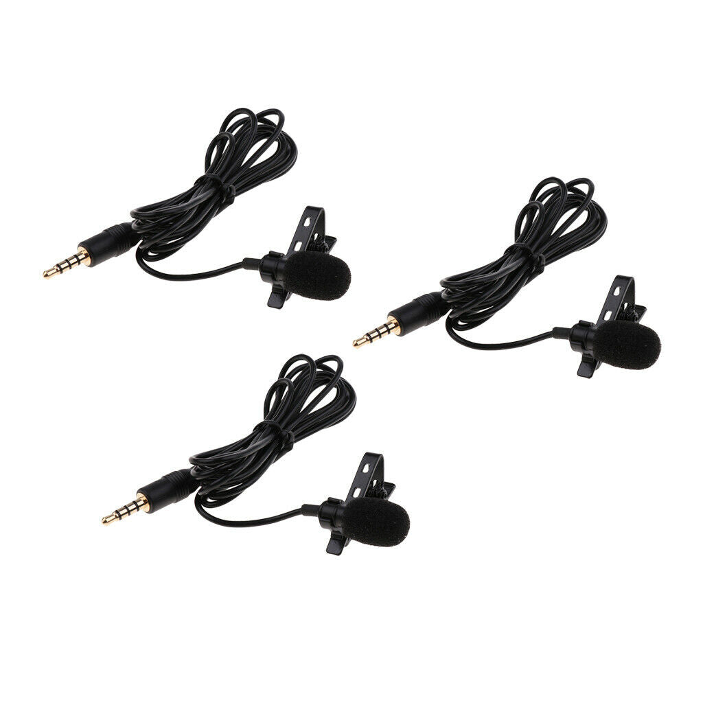 3 Pcs Lapel Mic For /iPad/Android/Smartphone 3.5mm Stereo Connector