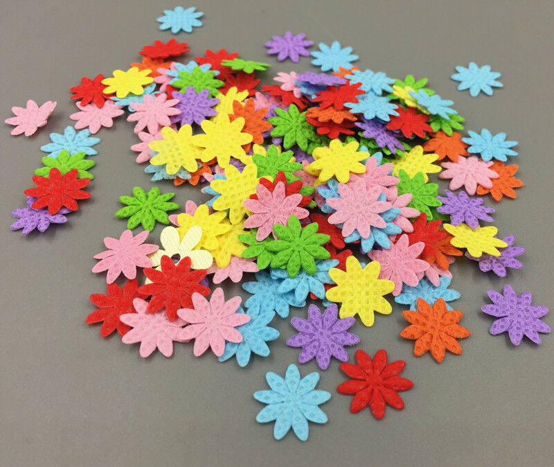 500PCS Mini Felt flower Mixed Colors Appliques Craft Cardmaking decoration 13mm
