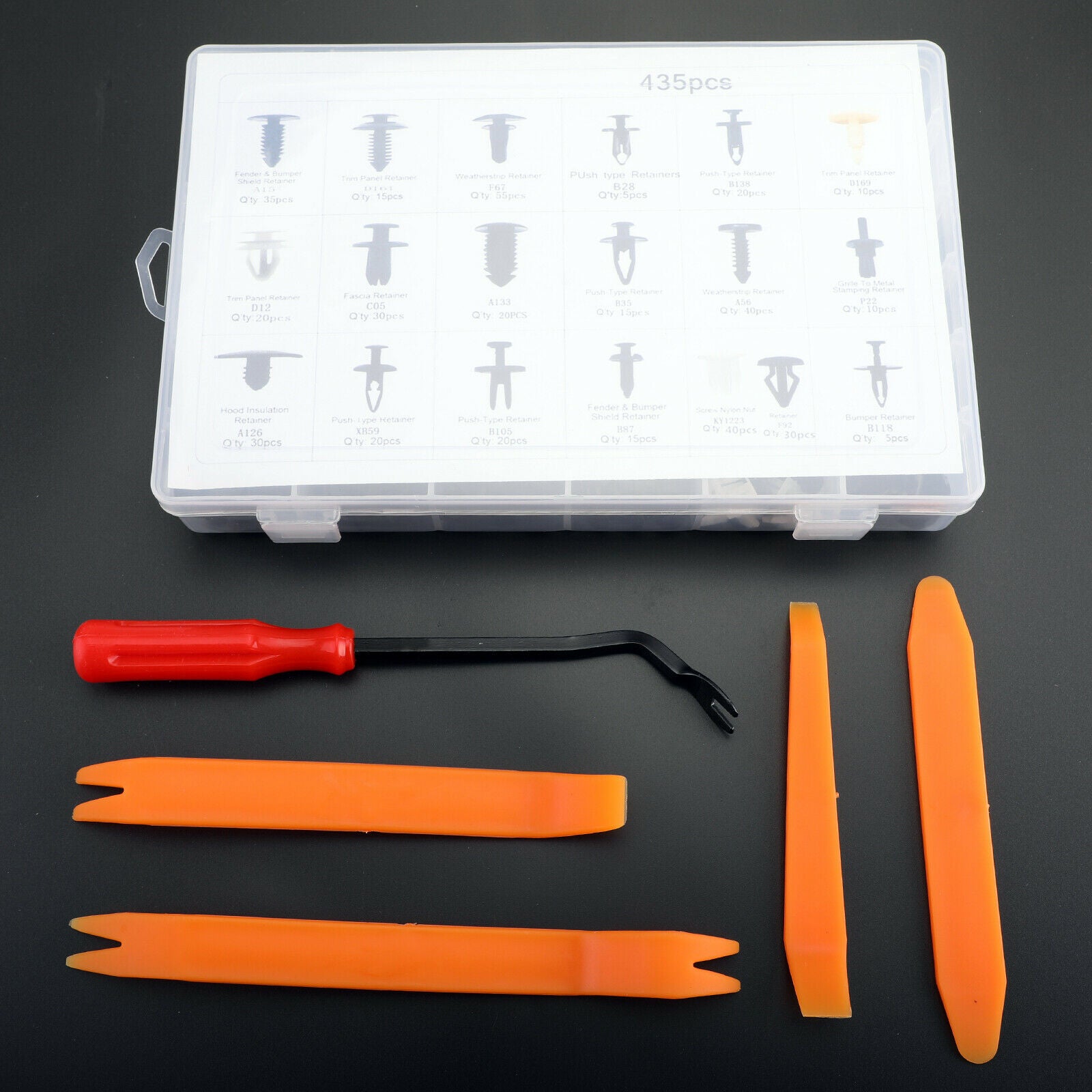 435pcs Car Bumper Door Push Pin Fastener Rivet Trim Panel Clips+5 Removal Tools