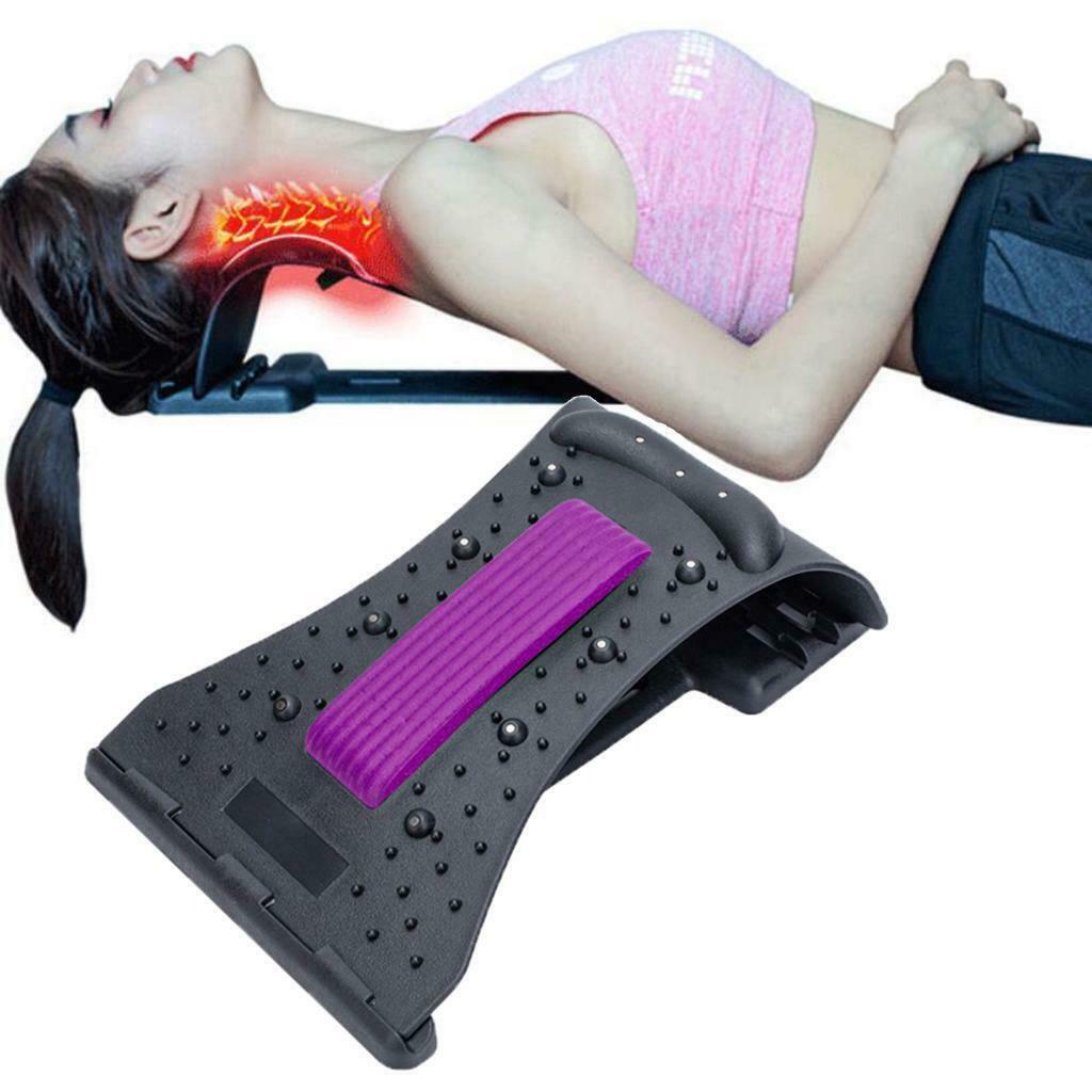 ABS Magnetic Therapy Neck Spine Massager Stretcher Stretch Tool purple black