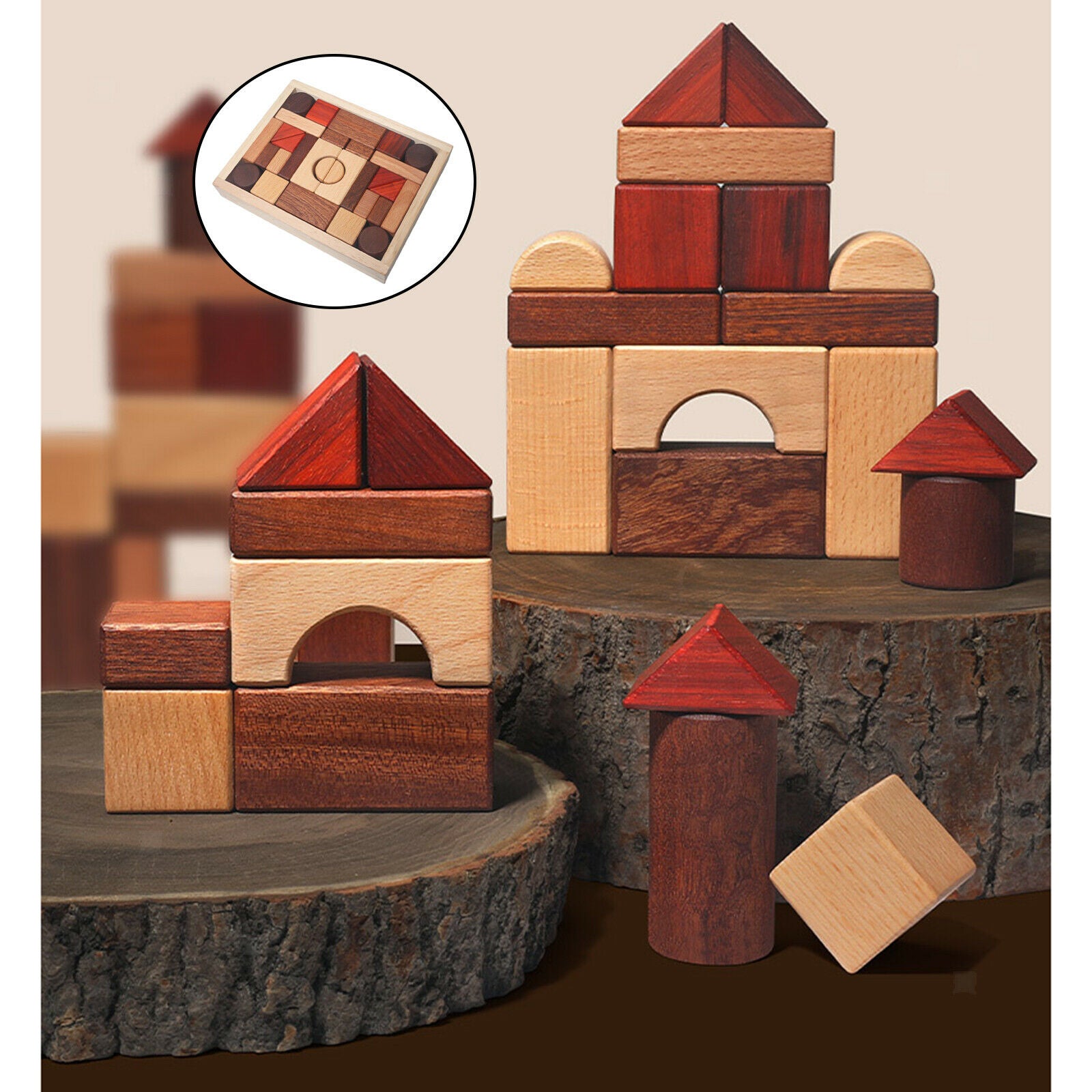 Building Blocks Toys Montessori Educational Shapes Recognition Learning