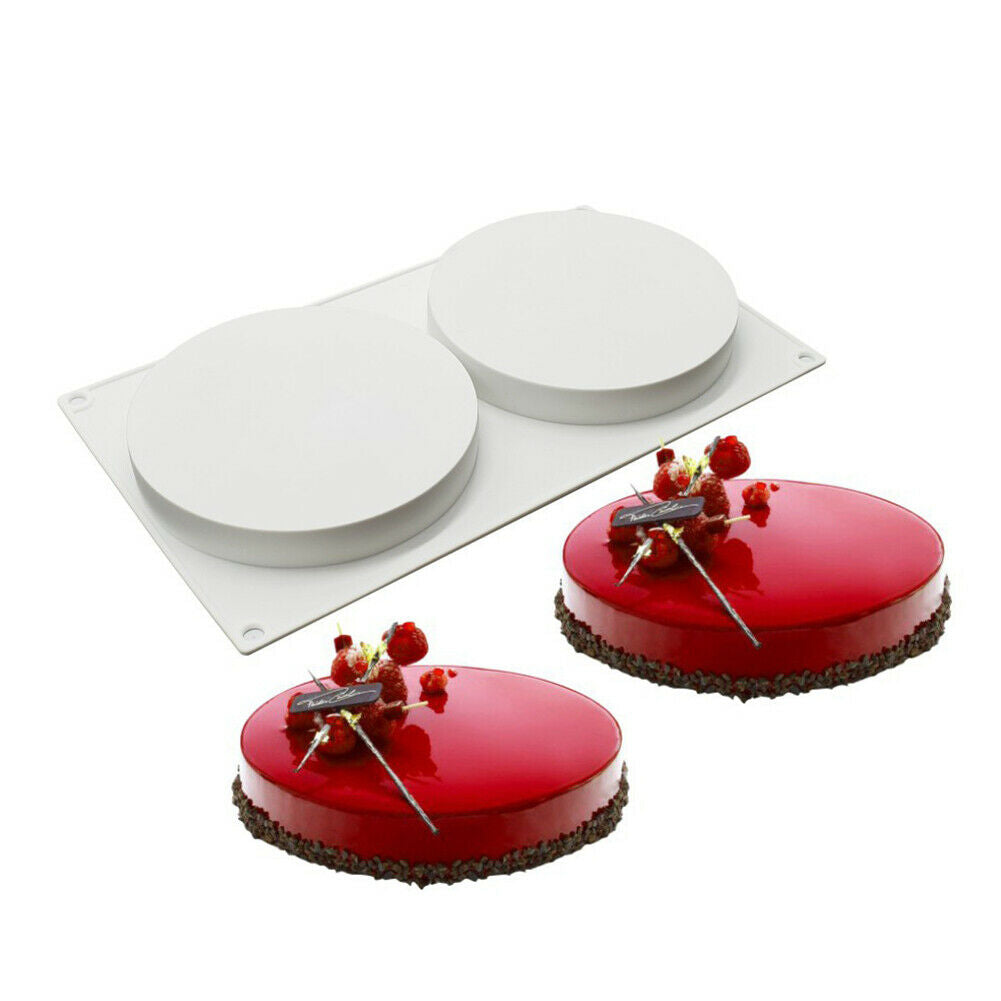 Silicone Cake Mold 2-Cavity Large Round Shape Mould Dessert DIY Baking Tray  @