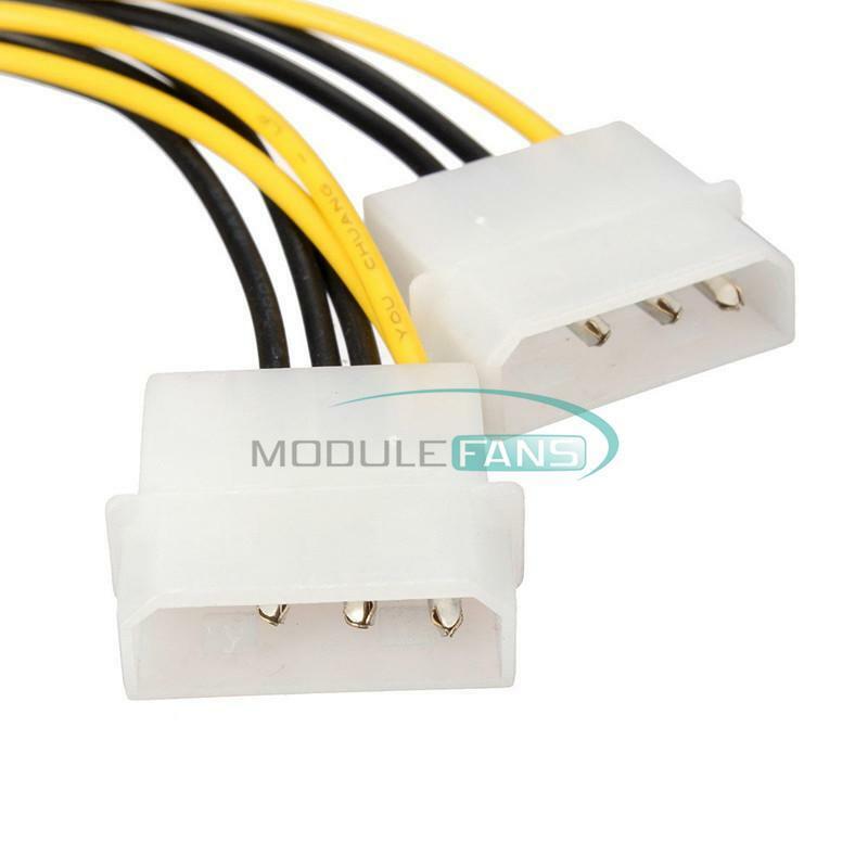 5'' 8 Pin PCI Express Male To Dual LP4 4 Pin Molex IDE Power Cable Adapter 16cm