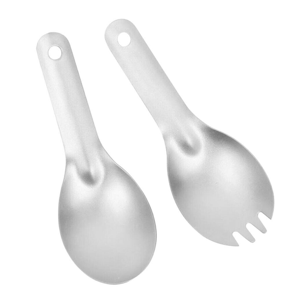 Folding Cutlery Flatware Titanium Spoons Sporks Outdoor Camping Cooking Spork