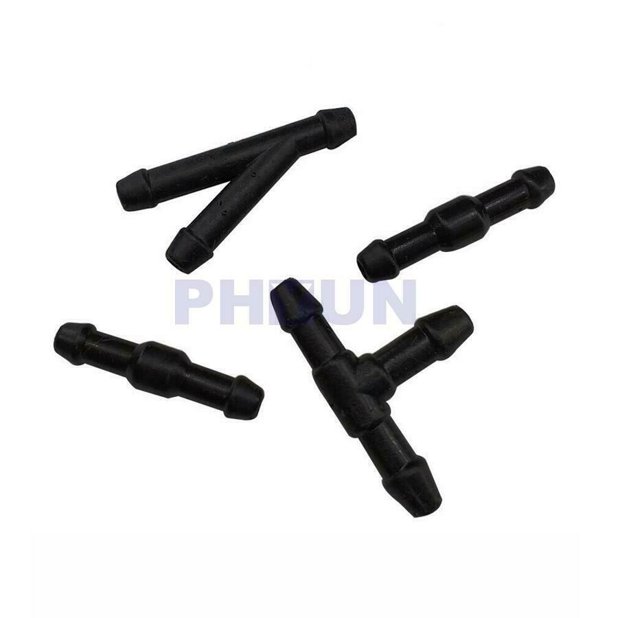 2M Windscreen Wiper Washer Jet Tube Pipe Hose Black w/Connectors For Nozzle Pump