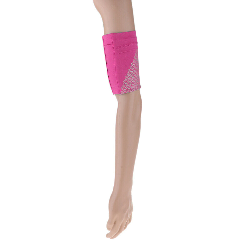 Reflective Running Sports Armband Phone Holder Arm Wrist Belt Bag Rose Red S