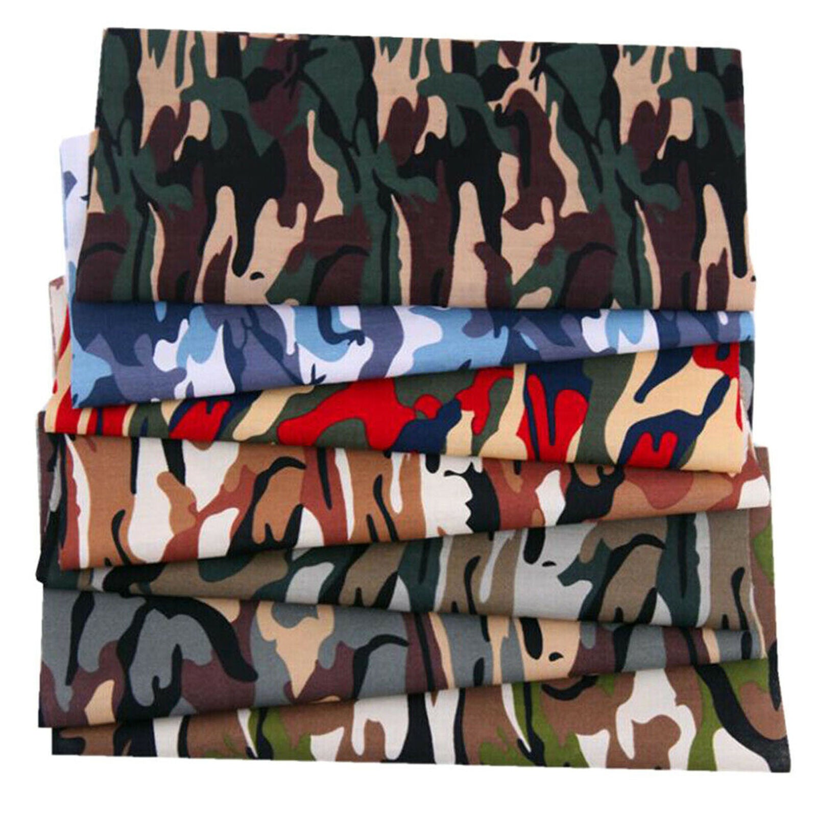 7Pcs 25x20cm Squares Camouflage Cotton Fabric Material Value Bundle Scraps
