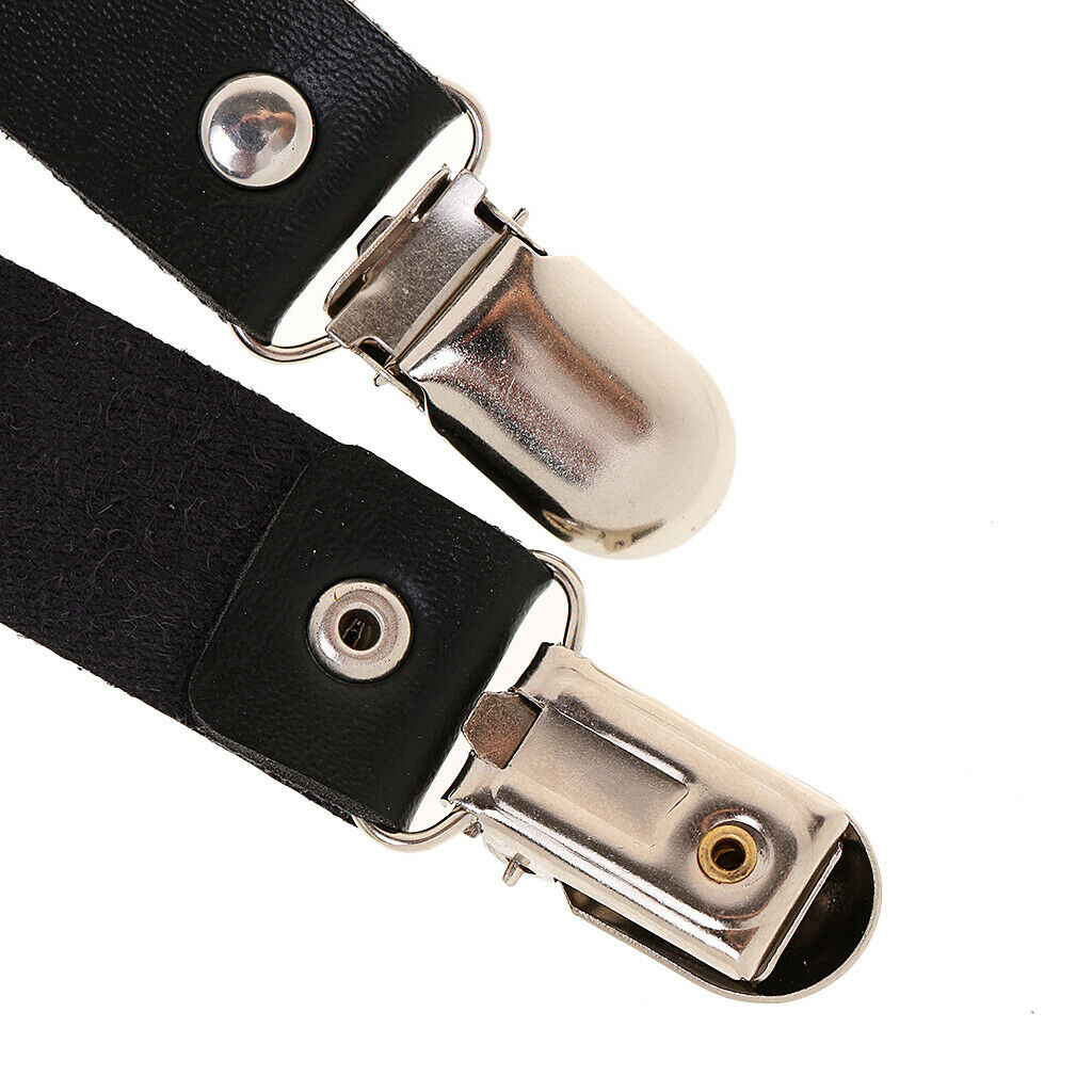 1 Pair Black Punk PU Leather Adjustable Strap Clips Garter Leg Garter Belt
