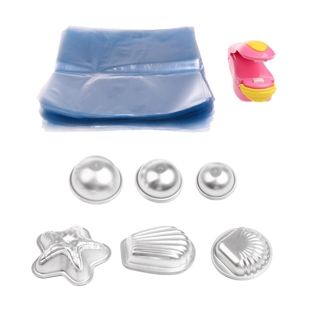 DIY Aluminum Alloy Bath Bombs Fizzies Mold Handmade Soap Shrink Wrap Set C