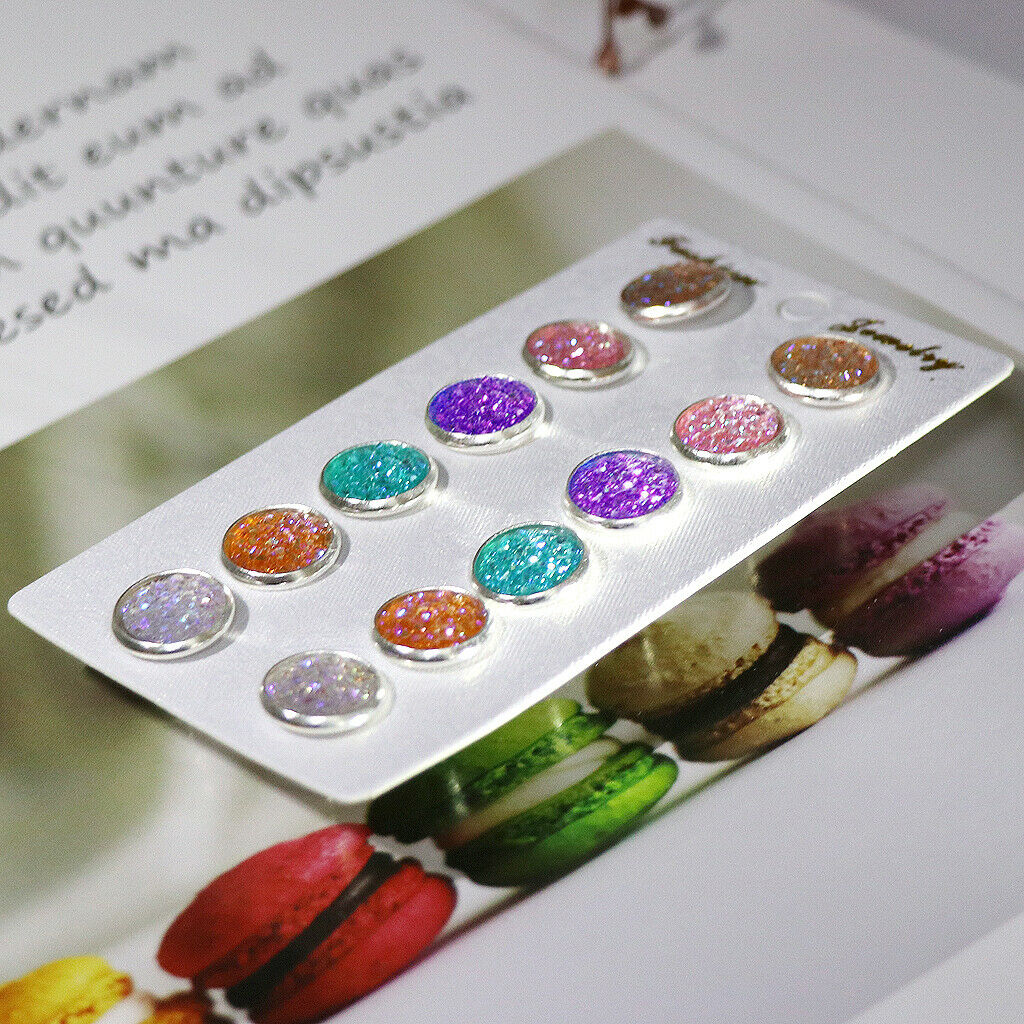 6 Pairs  Stainless Steel Shiny Crystal Austrian Round Stud Earrings Set Jewelry