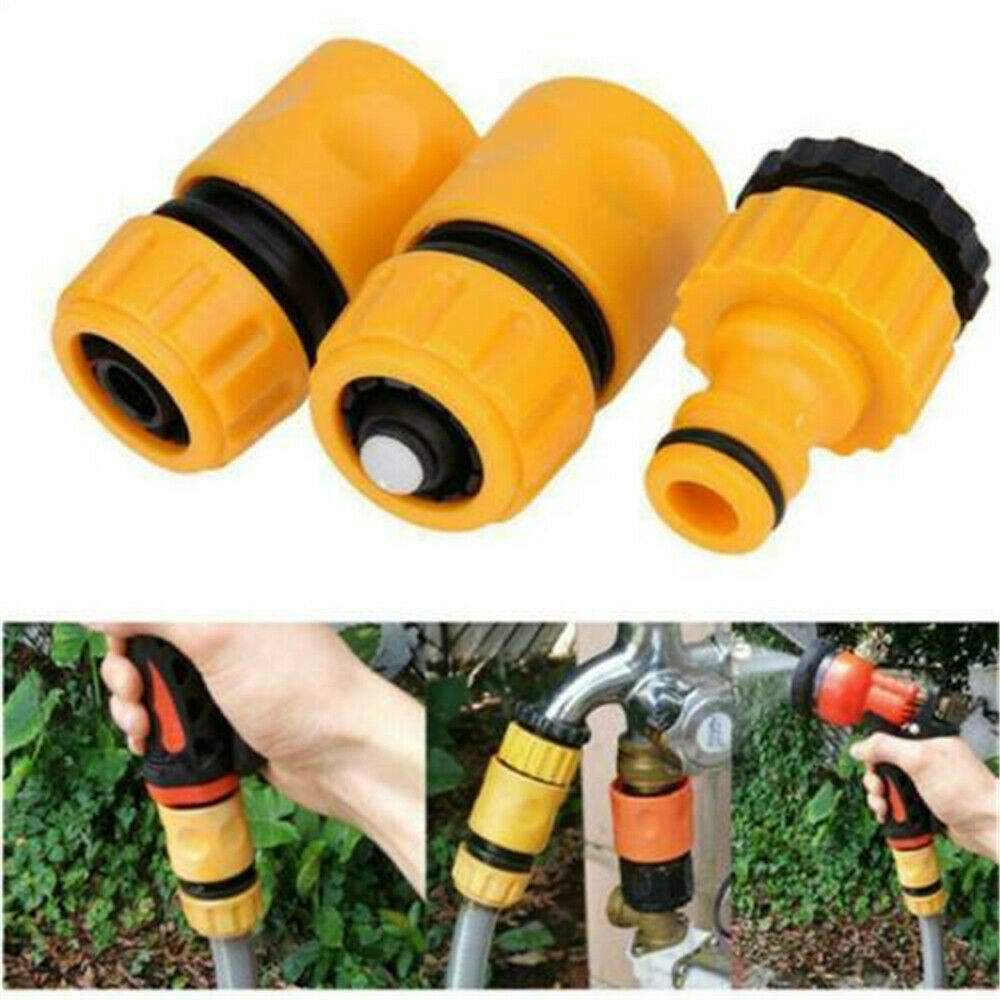 3Pcs 1/2" 3/4"" Hose Pipe Fitting Set Quick Garden Water Connector Adapters Kit