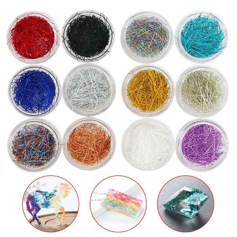 12 Pcs/set Mixed Color Grid Thin Line Metal Wire Epoxy Filling Material Mold for