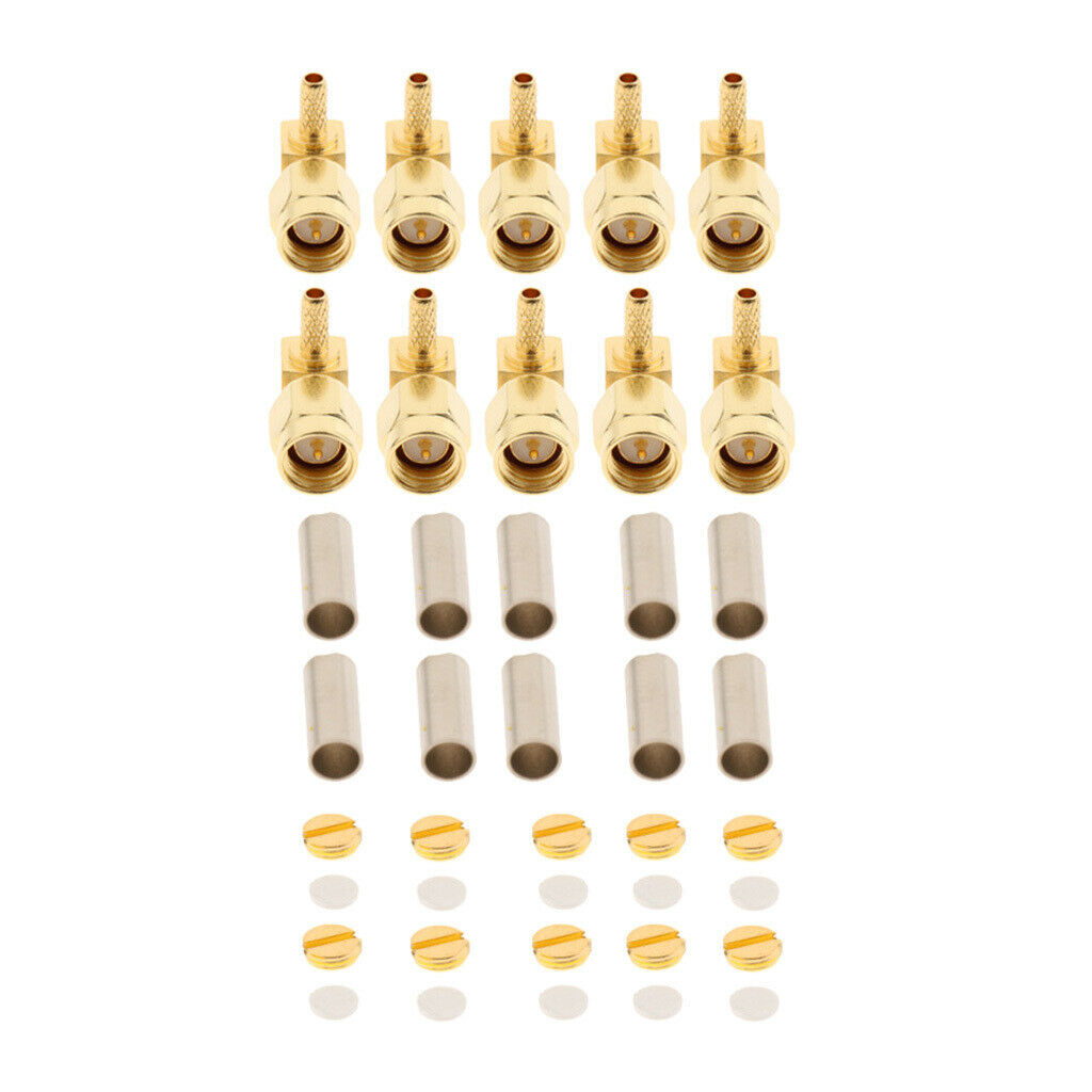 10pcs SMA Male Crimp Right Angle RF Coaxial Connectors Adapters