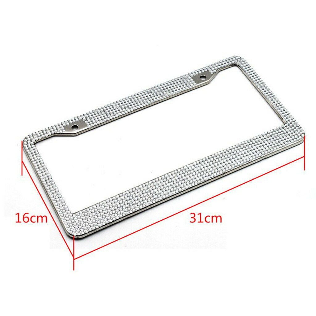 2pcs Bling Crystal License Plate Frame Motorcycle License Bracket with Screw