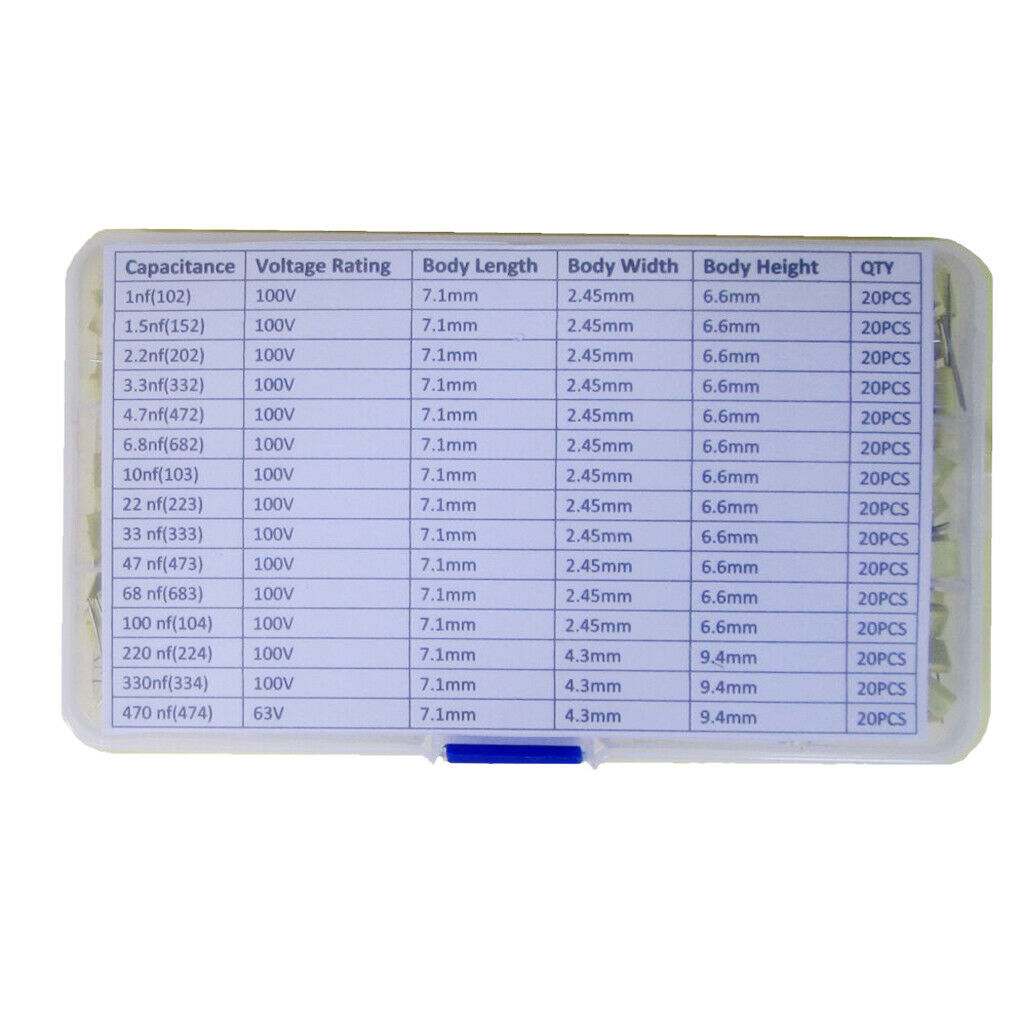 Box of 300Pcs 15 Value Electrolytic Film Kit Kit