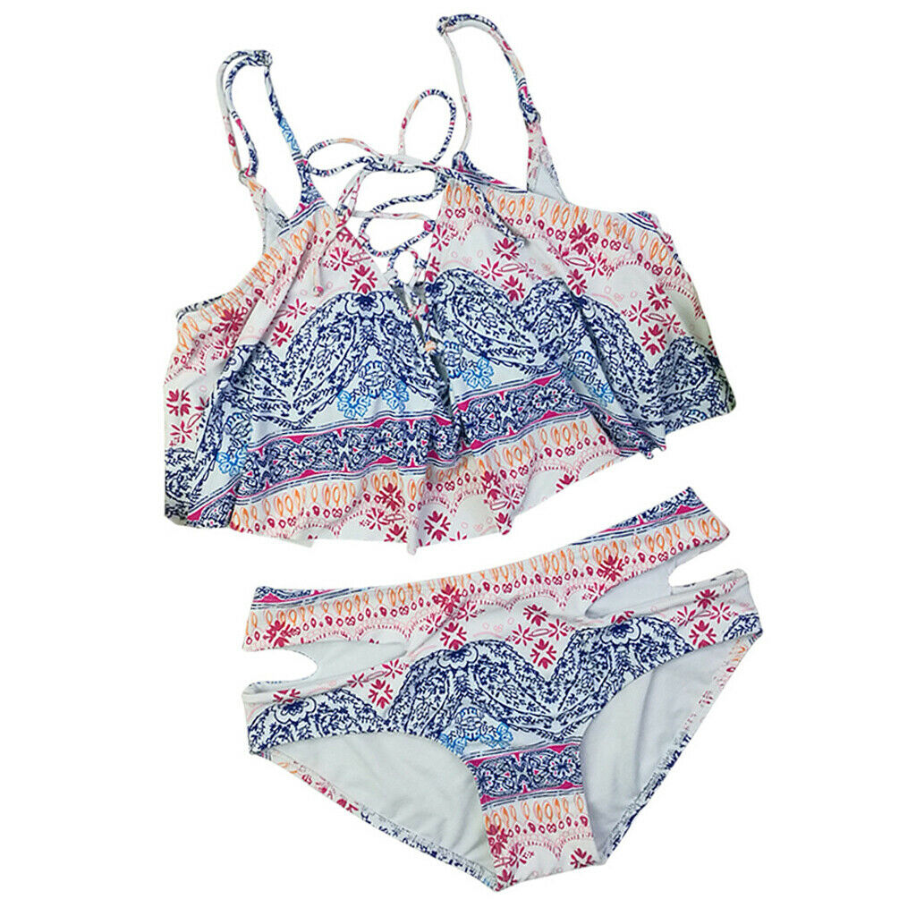 Women's 2 Piece Swimsuit Push Up Bikini Sexy Ruffle And Off Shoulder Floral