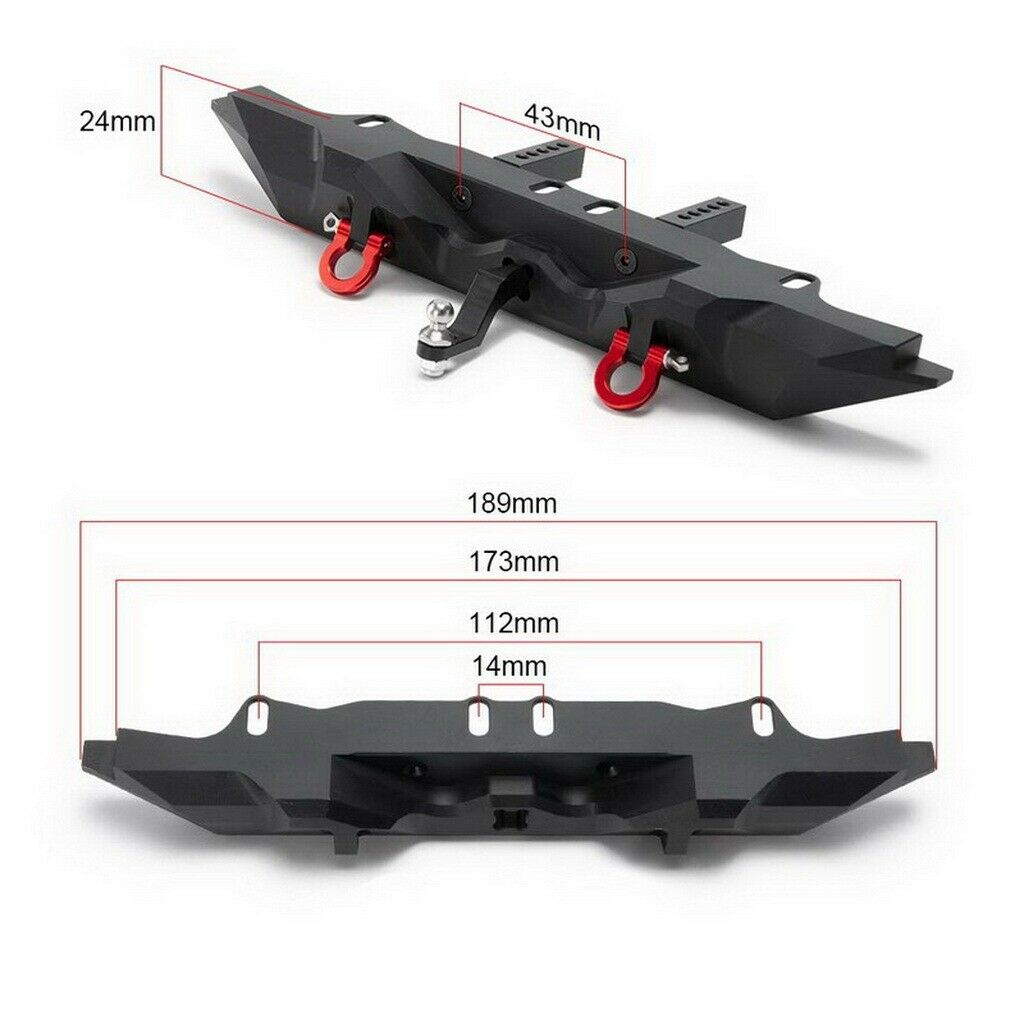 Rear Bumper w/ Tow Hook for Axial SCX10 90046 TRX4 1/10 RC Car Upgrade Parts