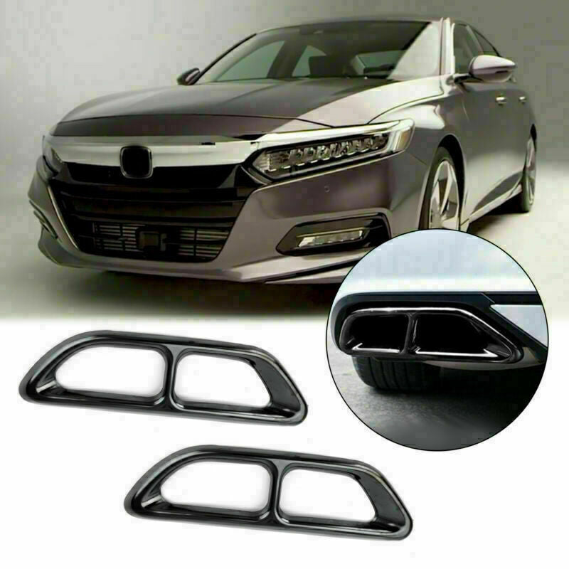 Black Titanium Rear Cylinder Exhaust Pipe Cover Trim Fits Accord 2018 2019 CN