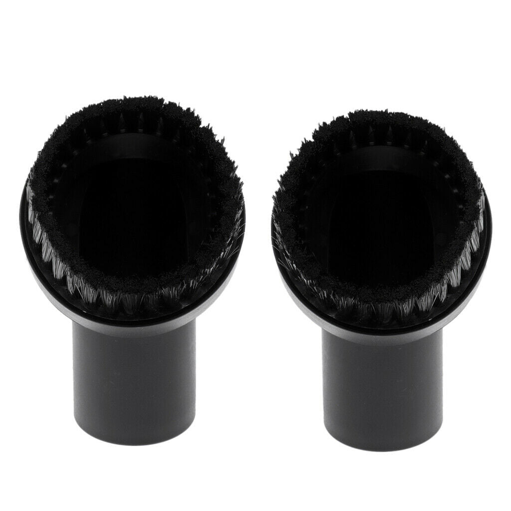 2 pcs Universal 32mm/1.25" Dia. Vacuum Bristle Brushes Dust Brush Black