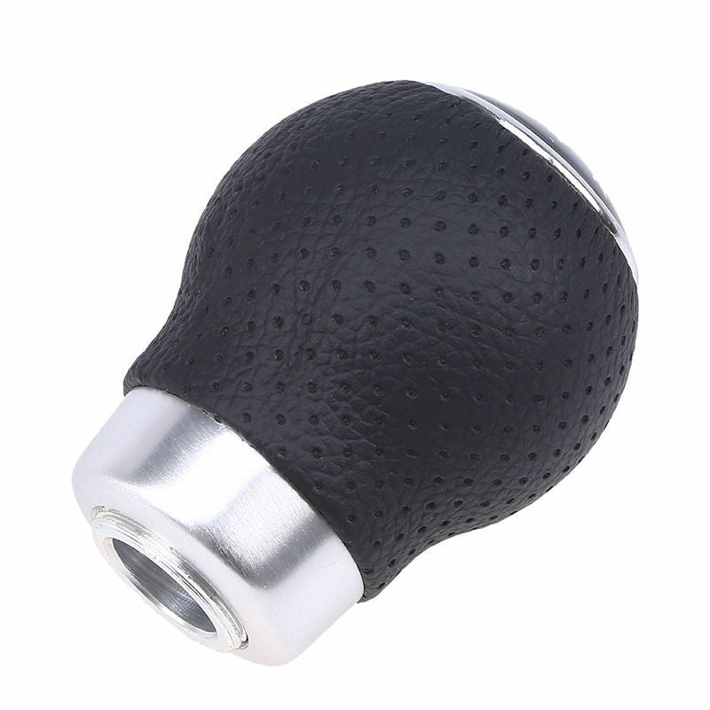 Black Leather 5-Speed Universal Aluminum Manual Gear Shift Knob Shifter Lever