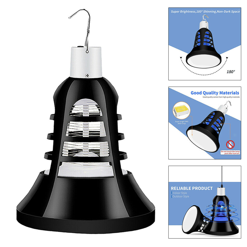 Camping LED Lamp Mosquito Killer Control UV Light with Hook USB Rechargeable