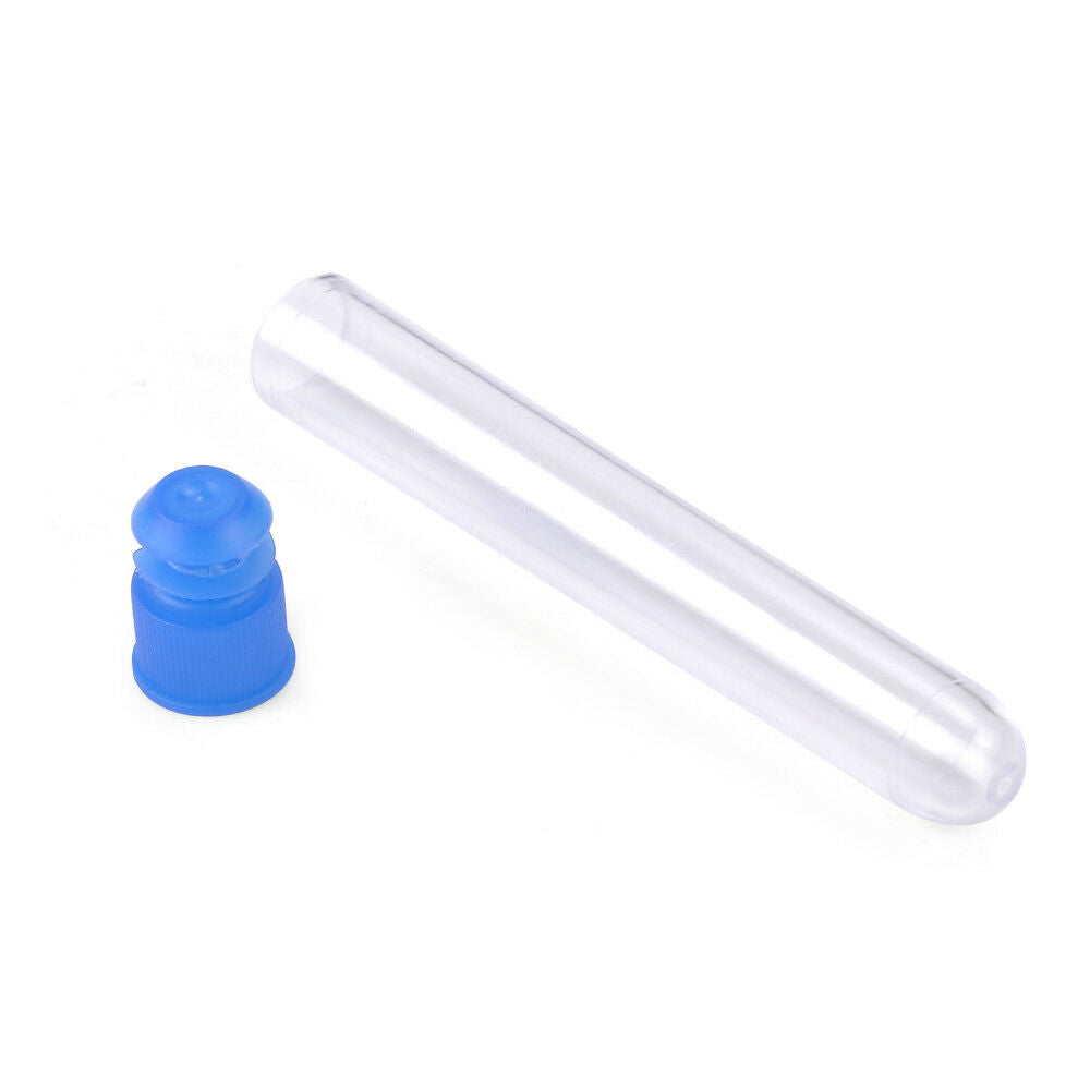 Lab Transparent Plastic Test Tubes Rimless Pyrex&Push Caps Borosilicate 10X/Set