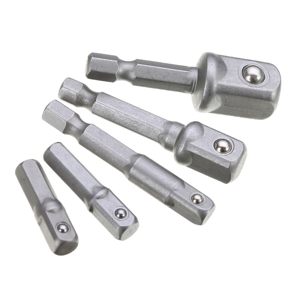 5 Pack Socket Bit Adapter Hex Handle Impact Driver Sleeve Conversion Bars