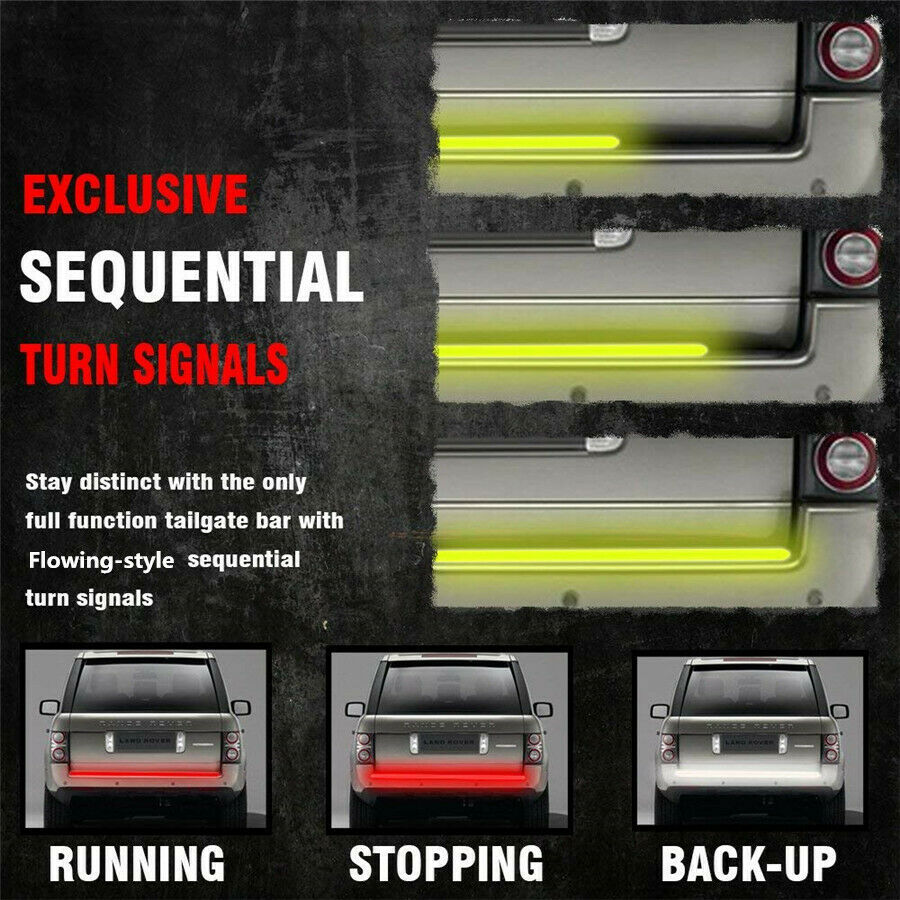 60" 3 Row LED Tailgate Light Bar 5 modes Reverse Brake Flowing Turn Signal light
