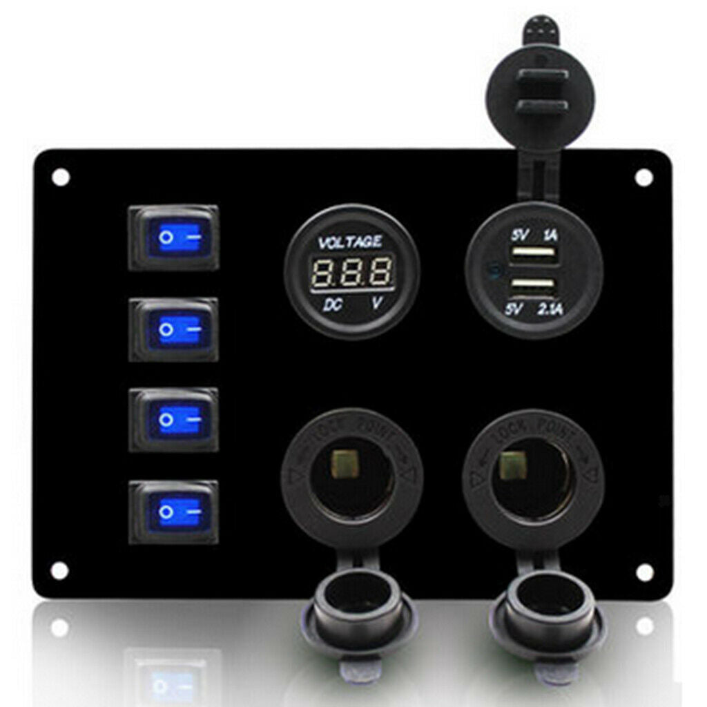 12V Modified Waterproof Panel Warping Switch Electric Meter USB Charging