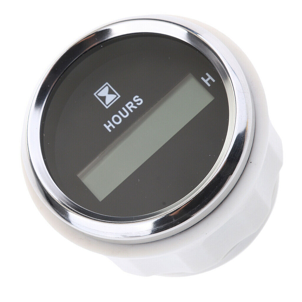 Black 2" Round Engine Hour Meter Counter Timer Gauge for Car ATV Boat Truck