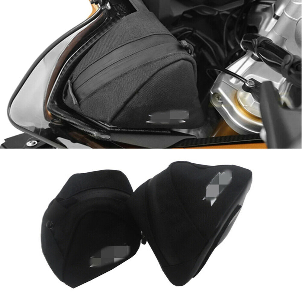 2Pcs Motorcycle Wind Deflector Bags Waterproof Tool Storage Bags Black Pockets
