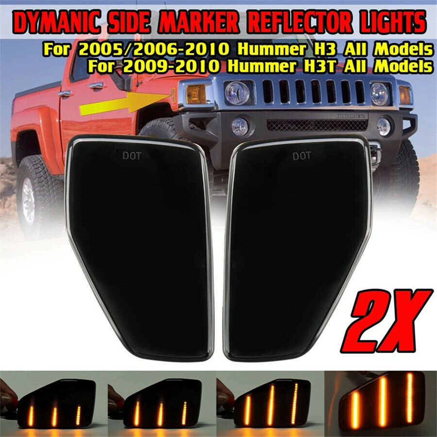 For 2005-2010 Hummer H3 / 09-10 H3T Dynamic LED Front Fender Side Marker Lights