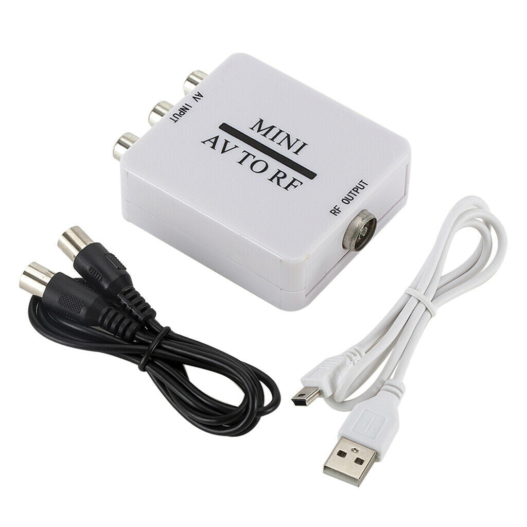 Plastic Rca Cvsb AV to RF Adapter 67.25Mhz 61.25Mhz Video Audio TV Signal Switc