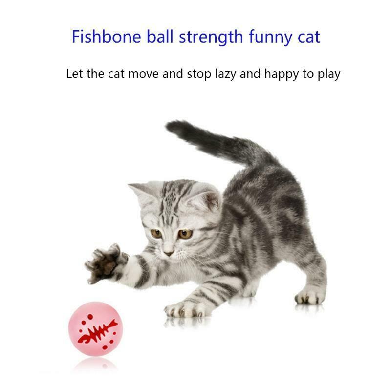 3PCS Fish Bone Hollow Balls for Cats Including Flashing Ball Catnip Ball Indoor